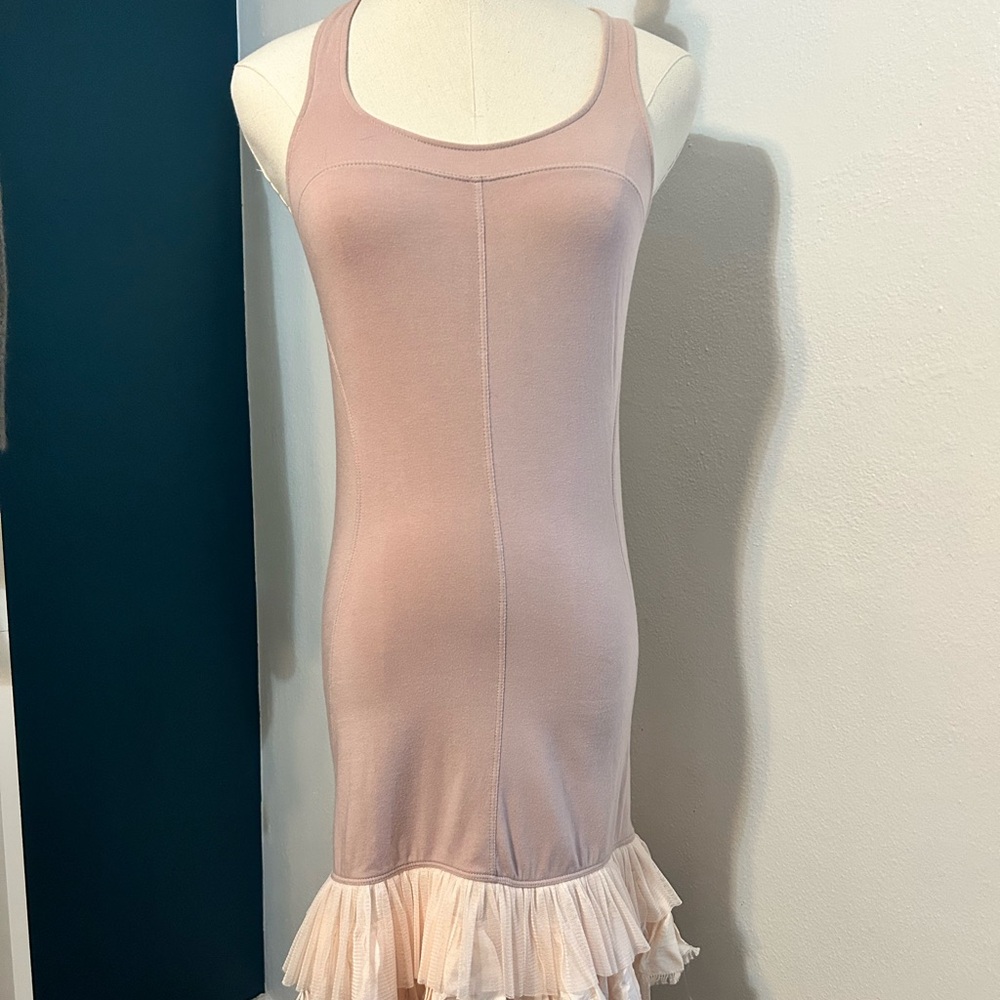 Intimately Free People Slip Racerback Dress Sheer Ruffles Mini Pink XS